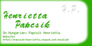 henrietta papcsik business card